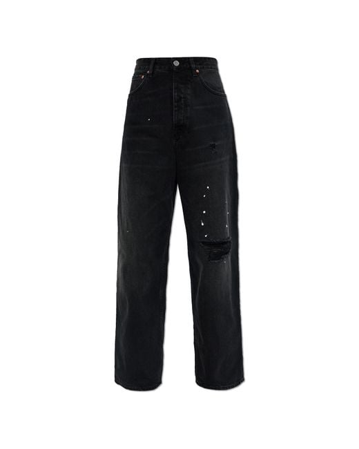 Vetements Black Vintage-Effect Jeans