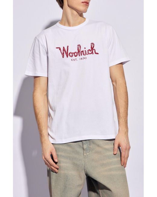 Woolrich White T-shirt With Logo, for men