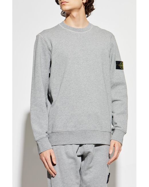 Stone Island Gray Sweatshirt With Detachable Patch for men