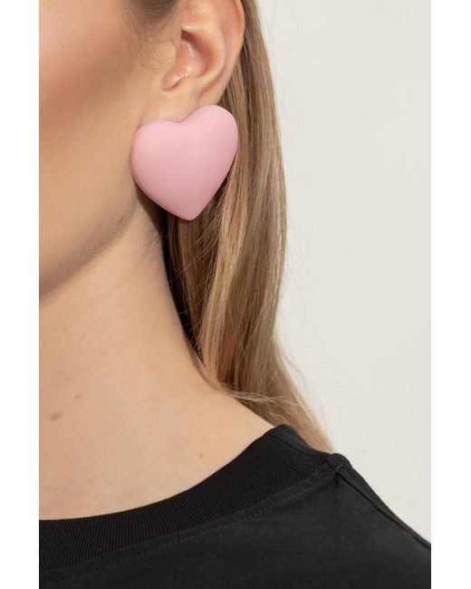 Moschino Pink Heart-Shaped Clip-On Earrings