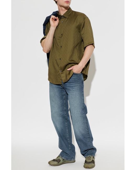 Emporio Armani Green Shirt With Monogram for men