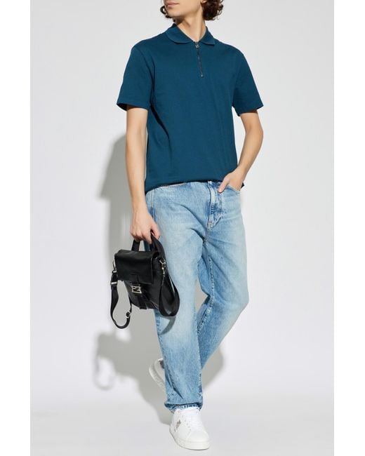 Versace Blue Cotton Polo for men