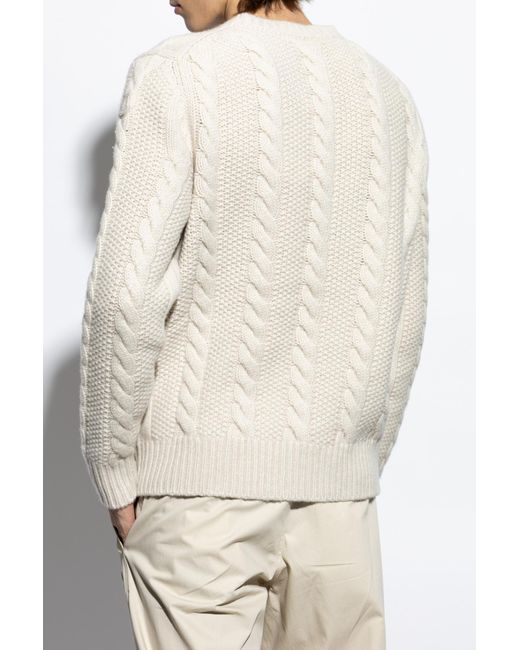 Moncler White Wool Sweater With Decorative Knit for men