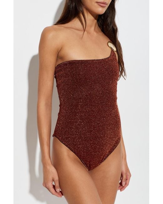 Oseree Red One-Piece Swimsuit With Lurex Thread