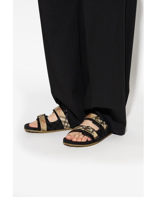 Burberry Black Flip-Flops With Logo for men
