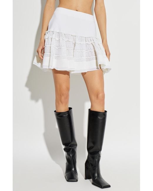 Alaïa White Short Skirt With Ruffles