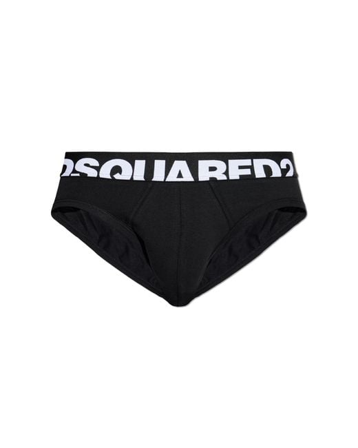 DSquared² Black Cotton Briefs With Logo for men