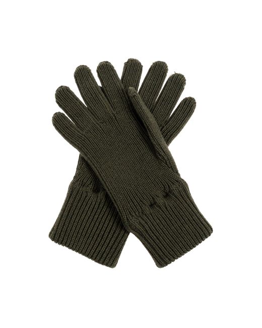 Moschino Green Gloves With Logo Patch