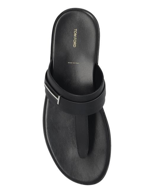 Tom Ford Black Leather Slides for men