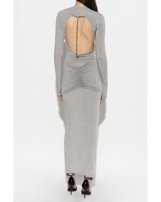Balmain Gray Backless Dress