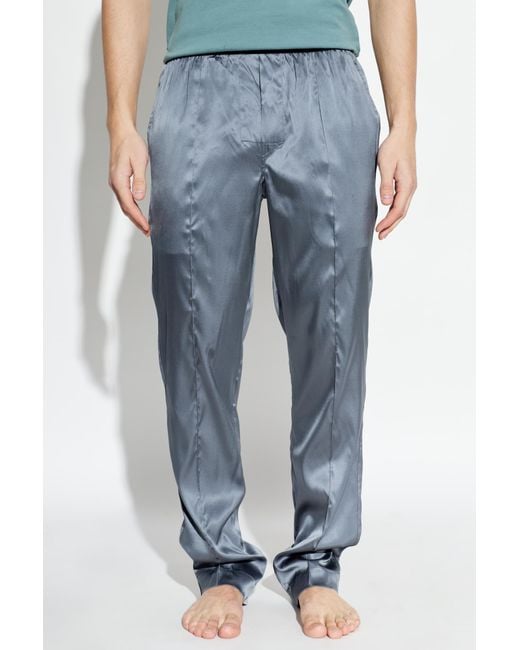 Tom Ford Blue Silk Pajama Bottoms for men