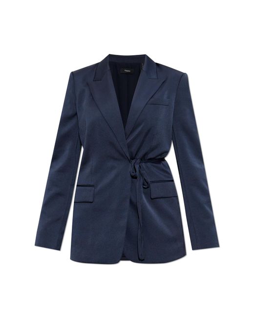 Theory Blue Blazer With Tie Fastening