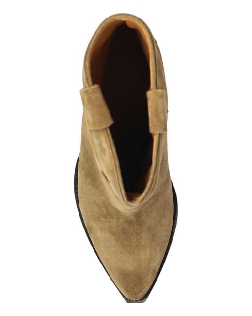 Isabel Marant Brown Suede Heeled Ankle Boots 'Leyane'