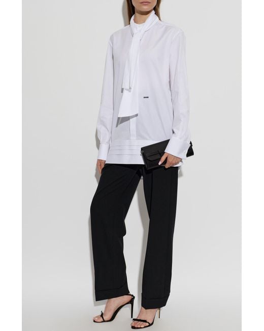 DSquared² White Shirt With A Decorative Scarf