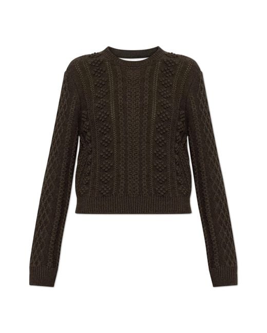 Jil Sander Black Wool Sweater With Decorative Knit