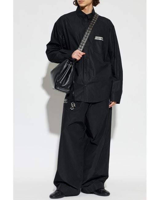 Balenciaga Black Sweatpants With Logo Patch for men