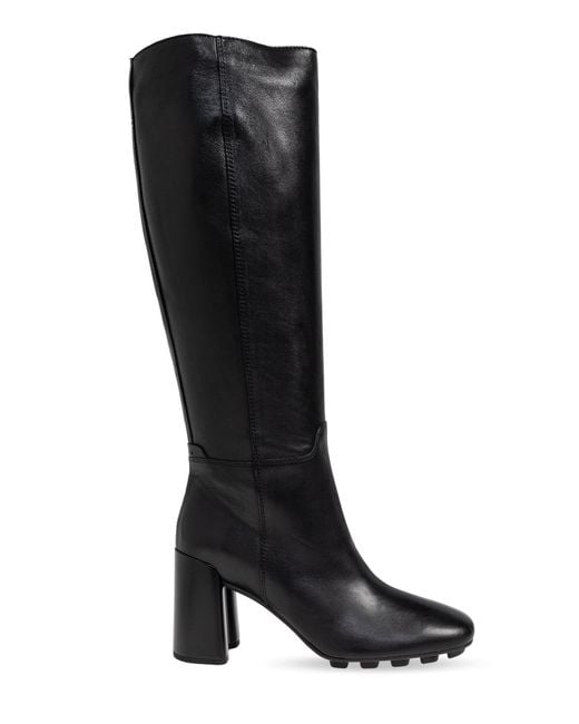 Hogan Black Leather Heeled Boots