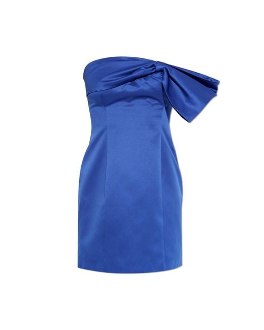 ROTATE BIRGER CHRISTENSEN Blue Short Off-Shoulder Dress