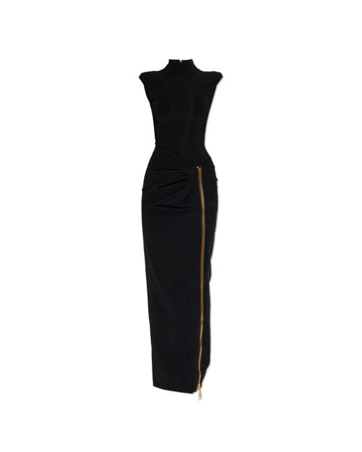Balmain Black Dress With Decorative Zipper