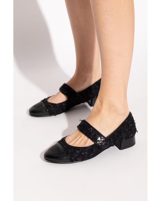 Tory Burch Black Cap-Toe Heeled Shoes