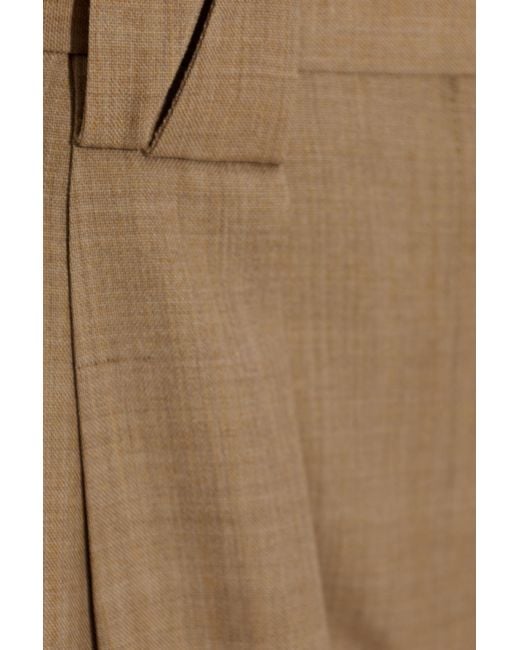 Versace Natural Wool Pleated Trousers