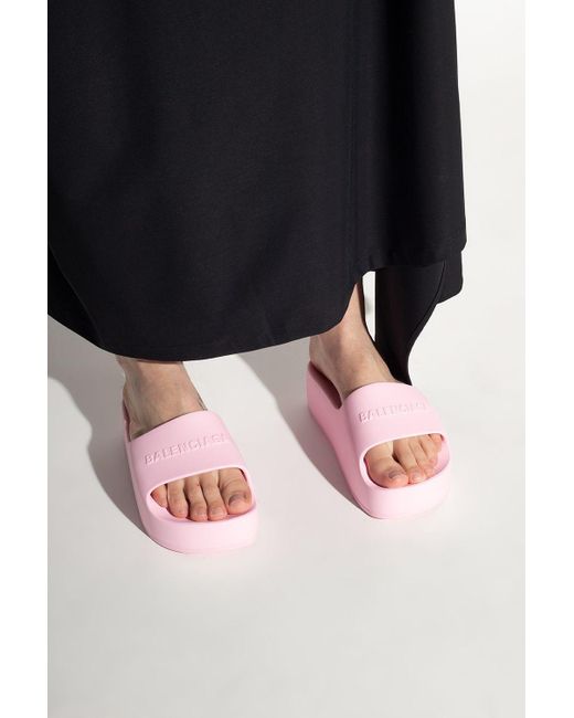 balenciaga logo platform slides