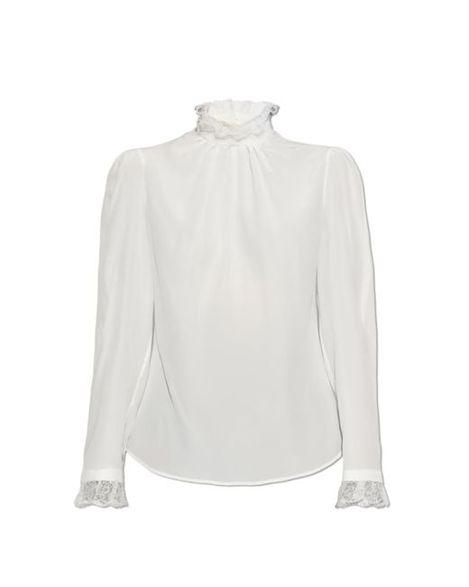 Alexander McQueen White Top With Lace Inserts