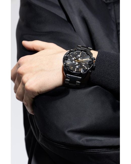 DIESEL Black Steel Watch "Spiked" for men
