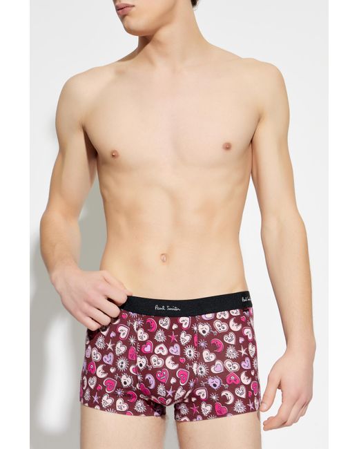 Paul Smith Red Cotton Boxers With Striped Pattern for men