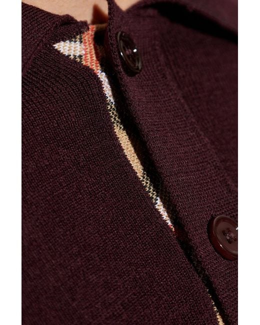 Burberry Purple "Marcus" Long Sleeve Polo for men