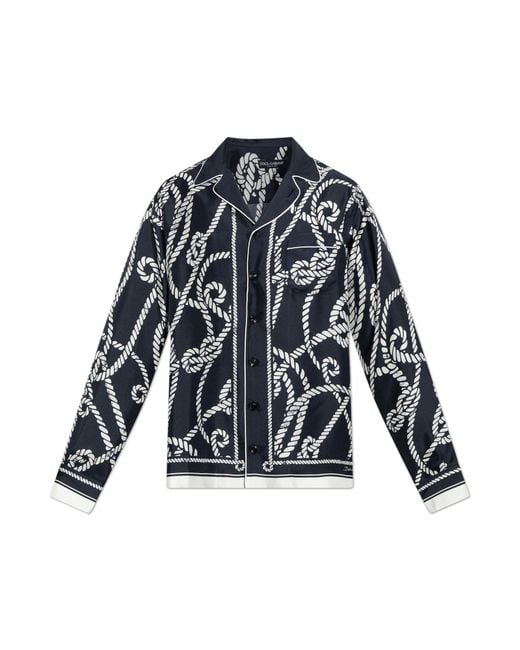 Dolce & Gabbana Black Silk Shirt With "Marina" Print for men