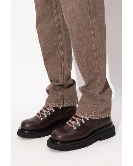 Bottega Veneta Black Leather Ankle Boots 'Lug'