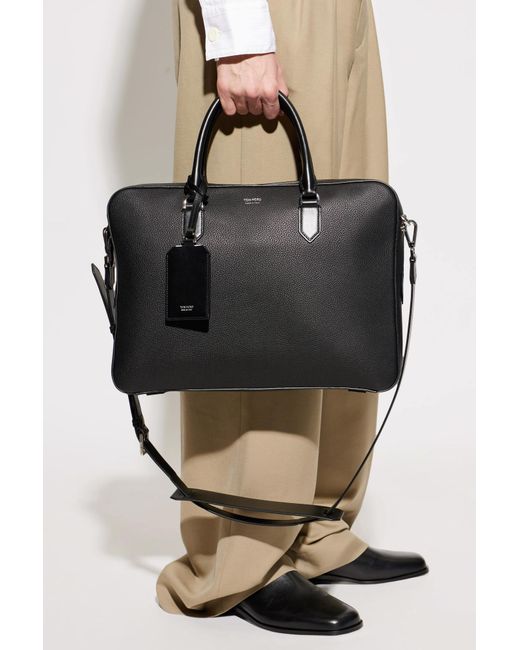 Tom Ford Black Leather Briefcase for men