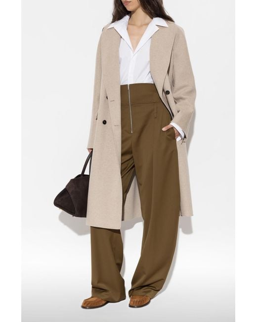 Ferragamo Natural Wool Coat With Belt