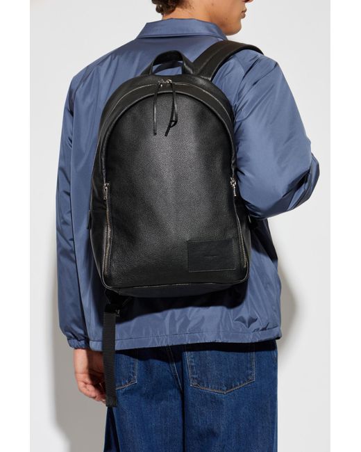 Jil Sander Black Leather Backpack for men