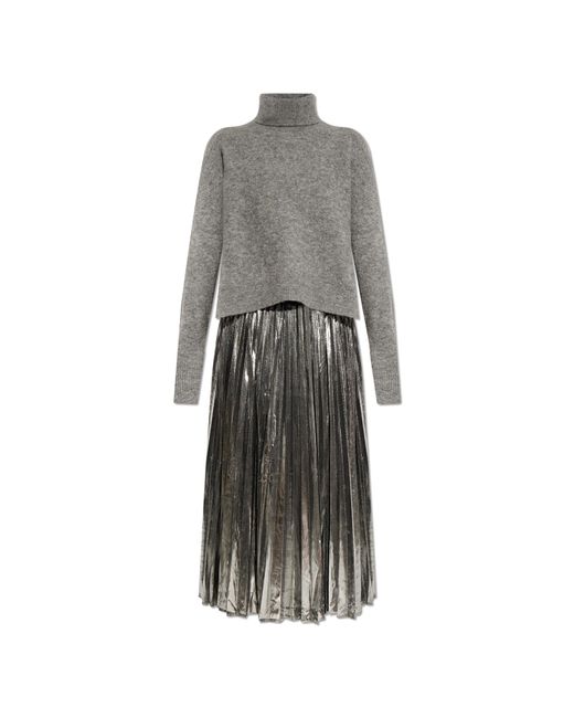 spark pleated maxi dress & sweater set Spark 2-In-1 Pleated Maxi Dress Grey Marl/Silver