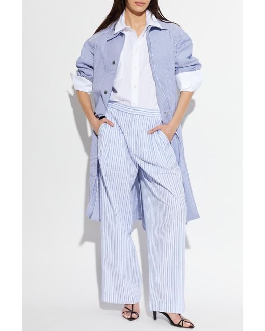 Rag & Bone Blue Cotton Trousers With A Striped Pattern