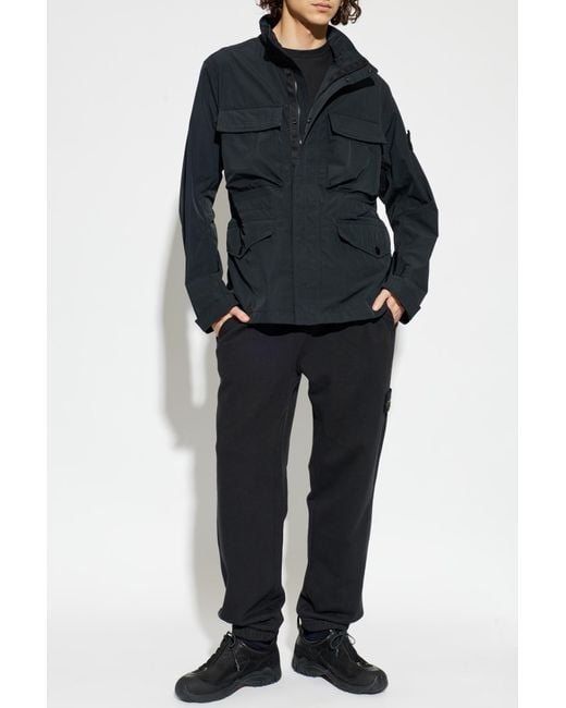 Stone Island Blue Lightweight Jacket With Stand-Up Collar for men