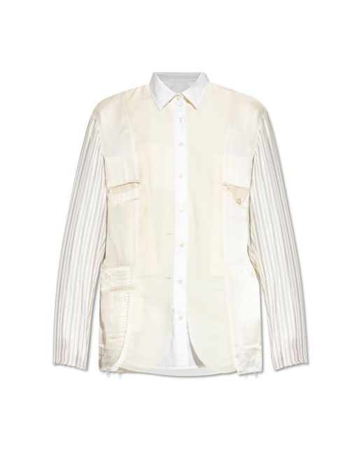 Maison Margiela White Shirt Made Of Combined Materials for men