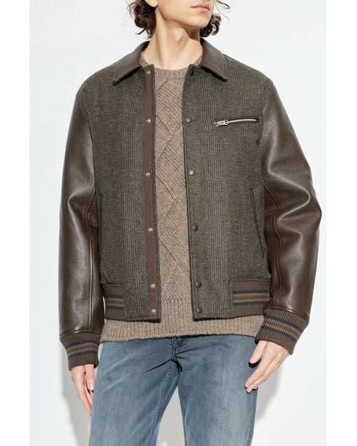 Rag & Bone Gray Wool Jacket With Leather Sleeves for men