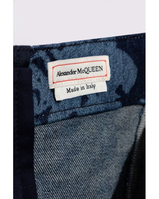 Alexander McQueen Denim Dress With Straps in Blue | Lyst