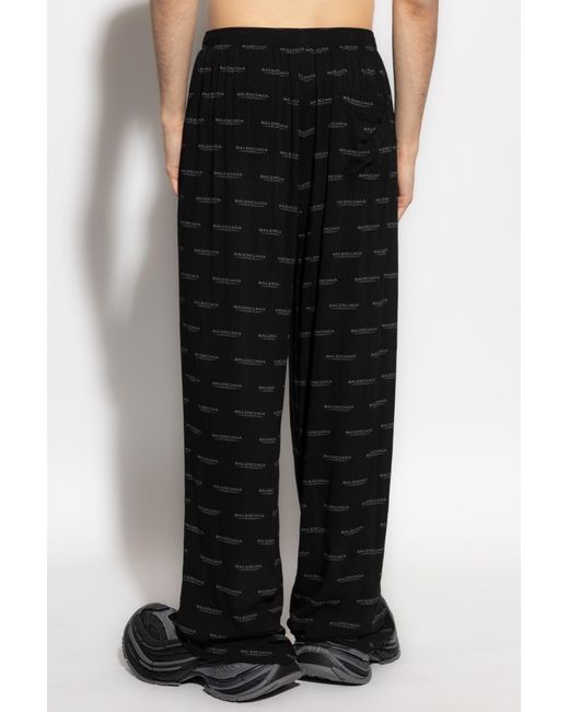 Balenciaga Black Loose-Fitting Trousers With Monogram for men