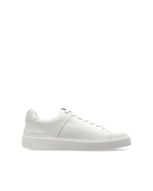 Balmain White Leather Sports Shoes 'B-Court' for men