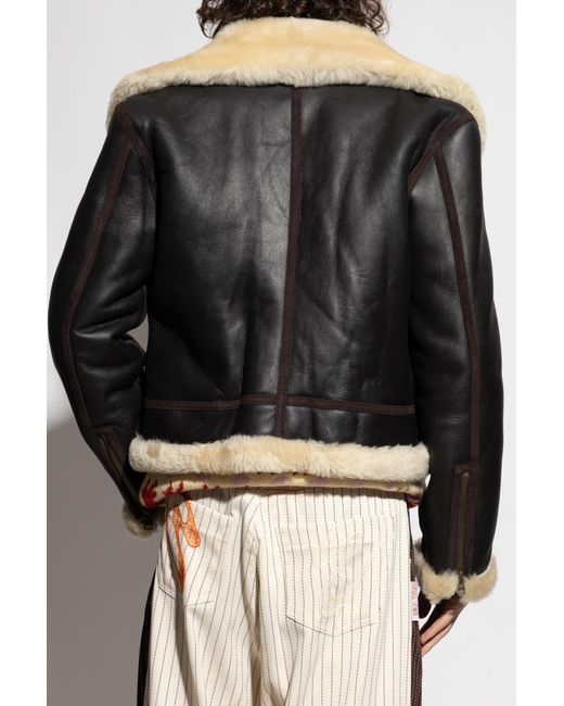 J.W. Anderson Black Sheepskin Coat With Pockets for men