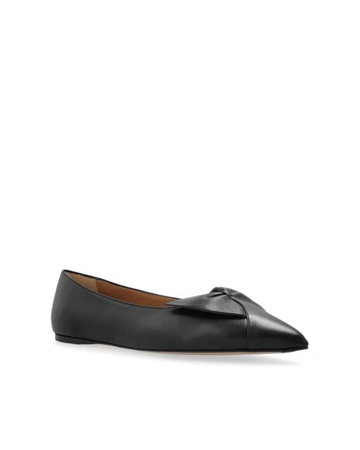 Ferragamo Black Leather Ballet Flats With A Bow