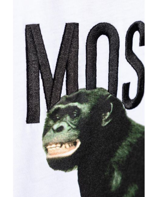 Moschino White T-Shirt With Logo for men