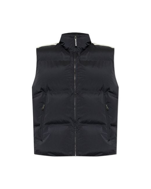 Palm Angels Black Insulated Vest With A Stand-Up Collar for men