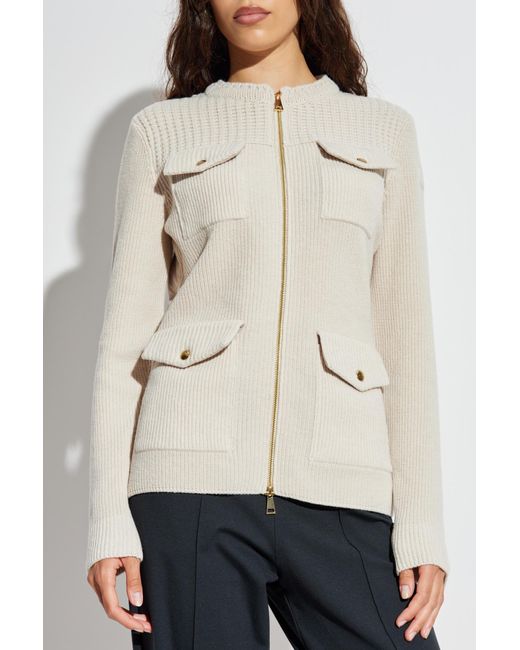 Moncler Natural Cardigan With A Down Back