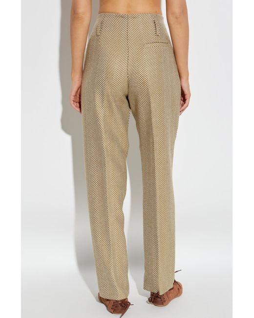 Forte_forte Natural Herringbone Pattern Trousers