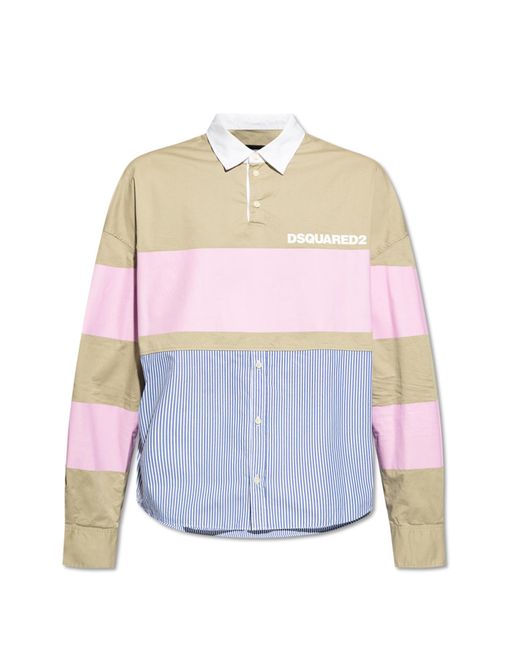 DSquared² White Polo Made Of Combined Materials for men